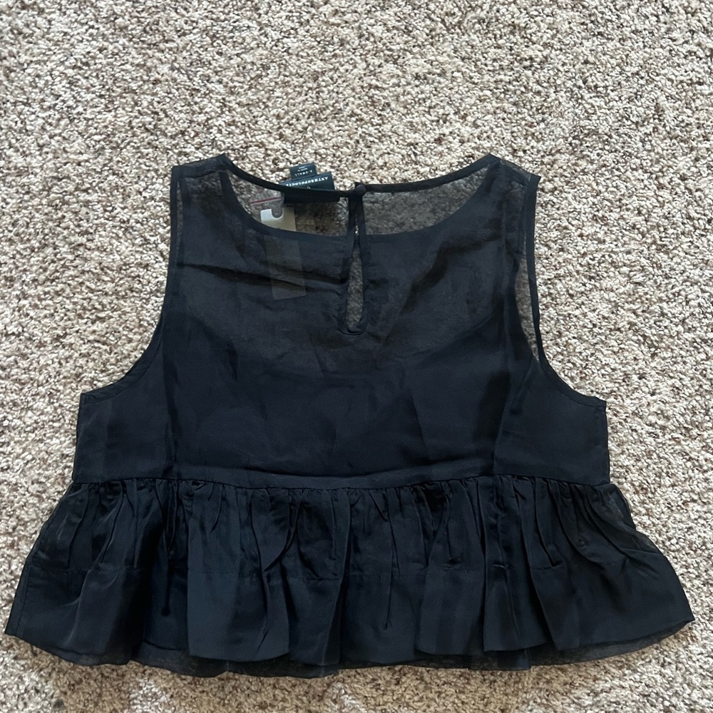 NEW Maeve by Anthro Sheer Crop Peplum - Picture 2 of 4
